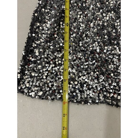 One And Only Sequin Silver Party Dress V Neck Short Fully Lines Stretchy Size XS - Picture 14 of 14